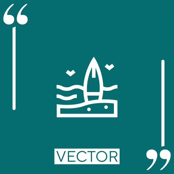 Icône Vectorielle Planche Surf Icône Linéaire Ligne Caressée Modifiable — Image vectorielle