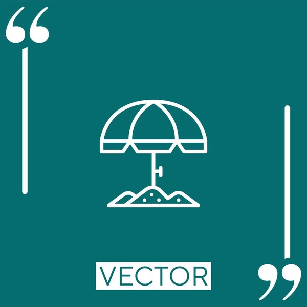 Ícone Vetor Guarda Chuva Praia Ícone Linear Linha Encadeada Editável — Vetor de Stock