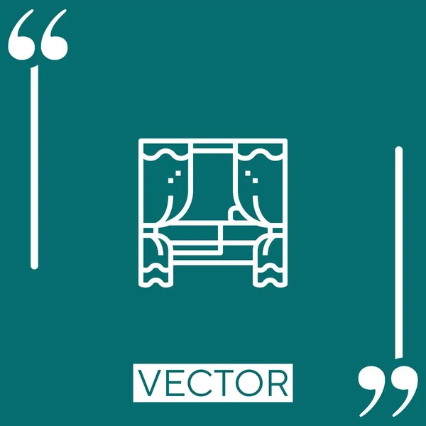 Ícone Cama Vetor Ícone Linear Linha Encadeada Editável — Vetor de Stock