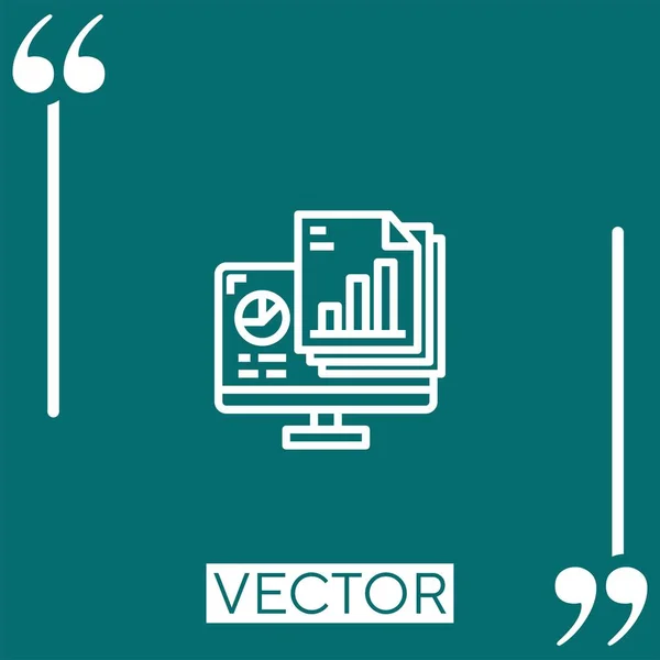 Ikona Vektoru Počítače Lineární Ikona Upravitelná Čára — Stockový vektor