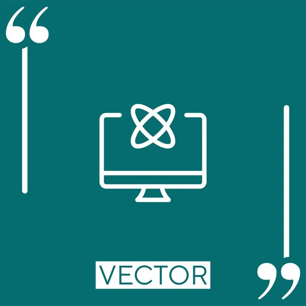 Desktop Computer Vektor Symbol Lineares Symbol Bearbeitbare Strichlinie — Stockvektor