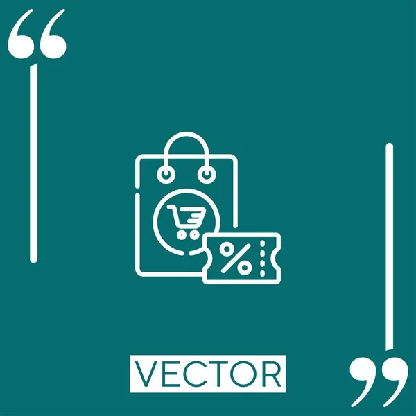 Ícone Vetor Desconto Ícone Linear Linha Encadeada Editável — Vetor de Stock