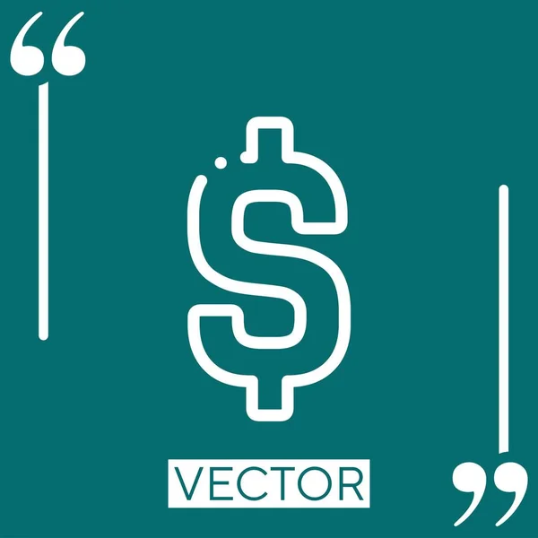 Ícone Vetor Dólar Ícone Linear Linha Encadeada Editável — Vetor de Stock