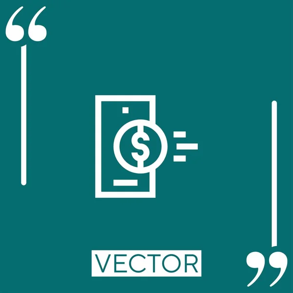 Online Banking Vektorsymbol Lineares Symbol Bearbeitbare Strichlinie — Stockvektor