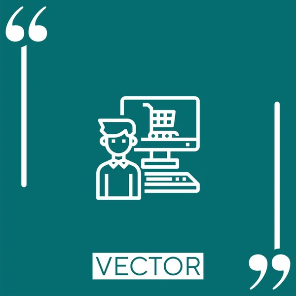 Icono Del Vector Compras Línea Icono Lineal Línea Acariciada Editable — Archivo Imágenes Vectoriales