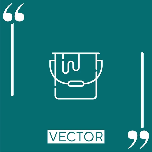 Ícone Vetor Balde Pintura Ícone Linear Linha Encadeada Editável — Vetor de Stock