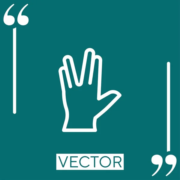 Vulcan Salute Vector Icon Icono Lineal Línea Acariciada Editable — Vector de stock