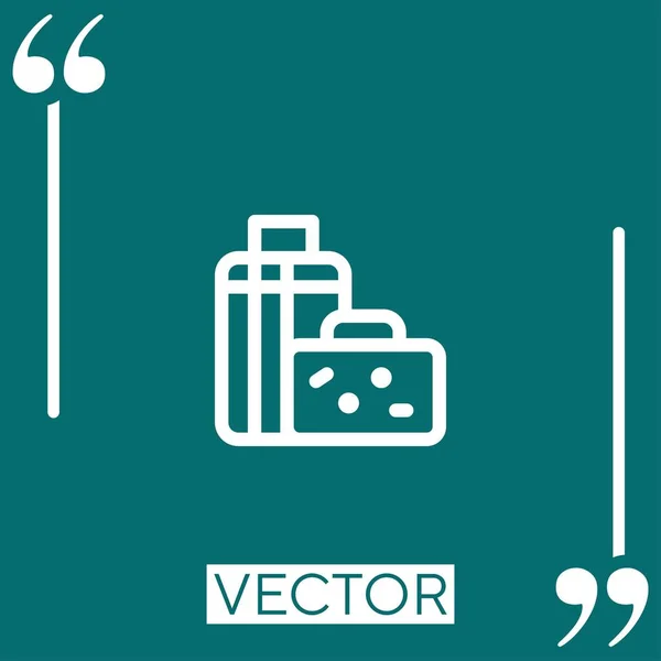 Icono Del Vector Equipaje Icono Lineal Línea Acariciada Editable — Vector de stock