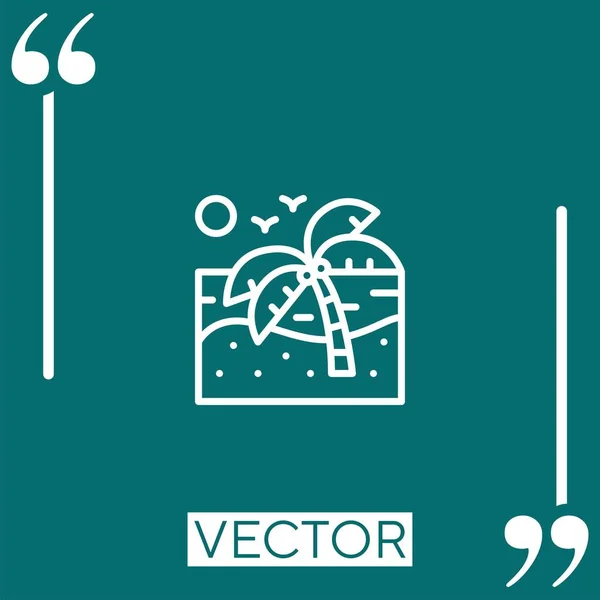 Ícone Vetor Praia Ícone Linear Linha Encadeada Editável — Vetor de Stock