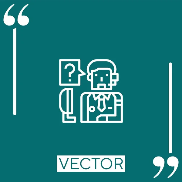 Call Center Vector Icon Icono Lineal Línea Acariciada Editable — Archivo Imágenes Vectoriales