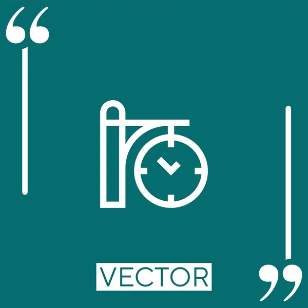 Uhr Vektorsymbol Lineares Symbol Bearbeitbare Strichlinie — Stockvektor