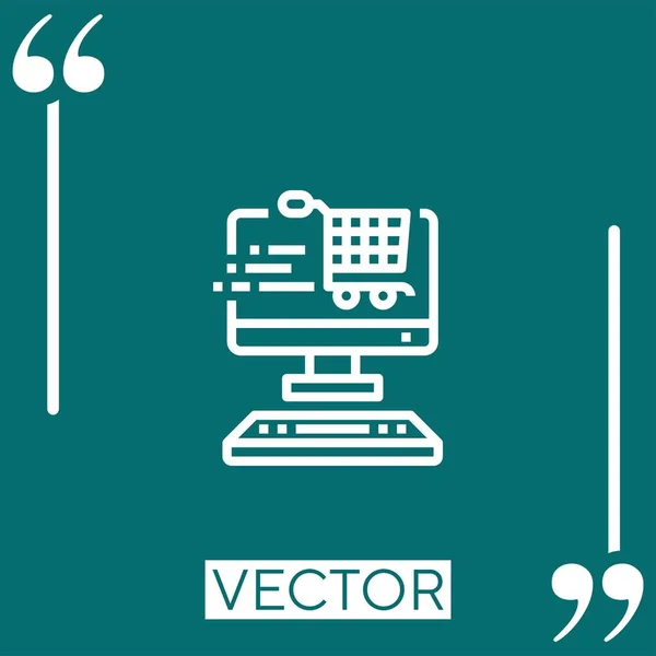 Icono Del Vector Informático Icono Lineal Línea Acariciada Editable — Vector de stock
