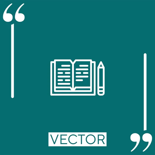 Diario Vector Icono Icono Lineal Línea Acariciada Editable — Vector de stock