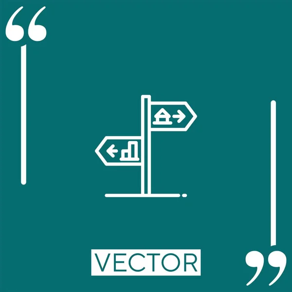 Ícone Vetor Direção Ícone Linear Linha Encadeada Editável — Vetor de Stock