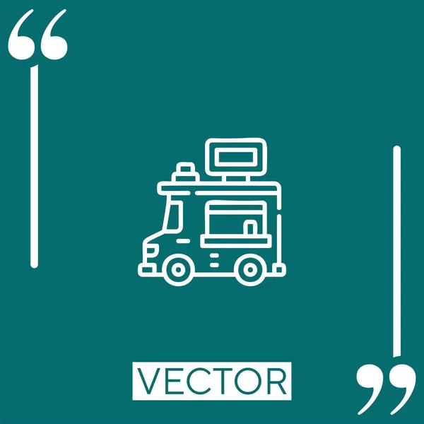 Food Truck Vektor Symbol Lineares Symbol Bearbeitbare Strichlinie — Stockvektor