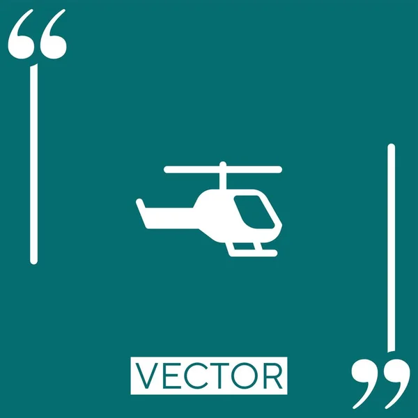 Ícone Vetor Helicóptero Ícone Linear Linha Encadeada Editável — Vetor de Stock