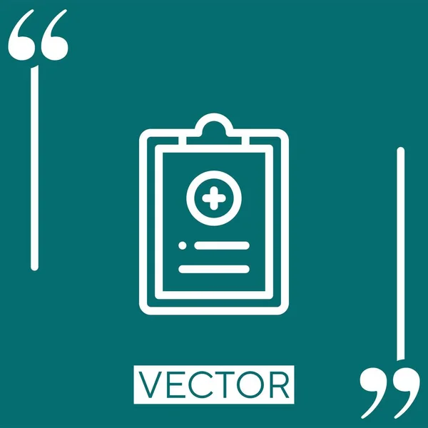 Ícone Vetor História Médica Ícone Linear Linha Encadeada Editável — Vetor de Stock