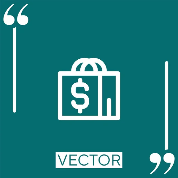 Ícone Vetor Saco Compras Ícone Linear Linha Encadeada Editável — Vetor de Stock