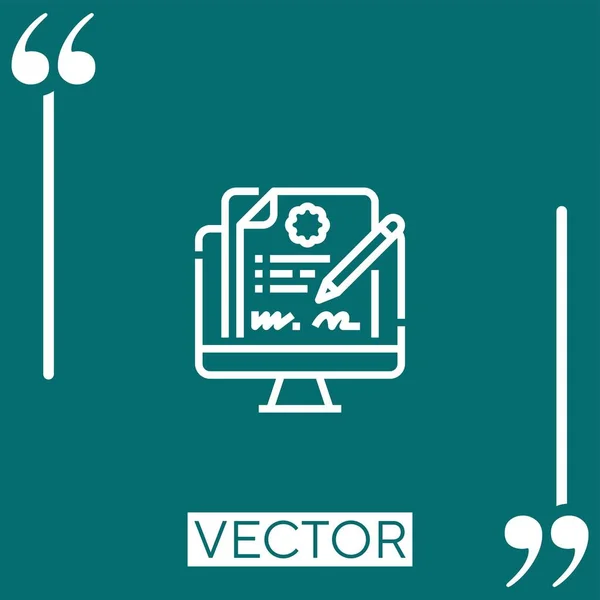 Handtekening Vectoricoon Lineair Icoon Aanpasbare Streepjeslijn — Stockvector