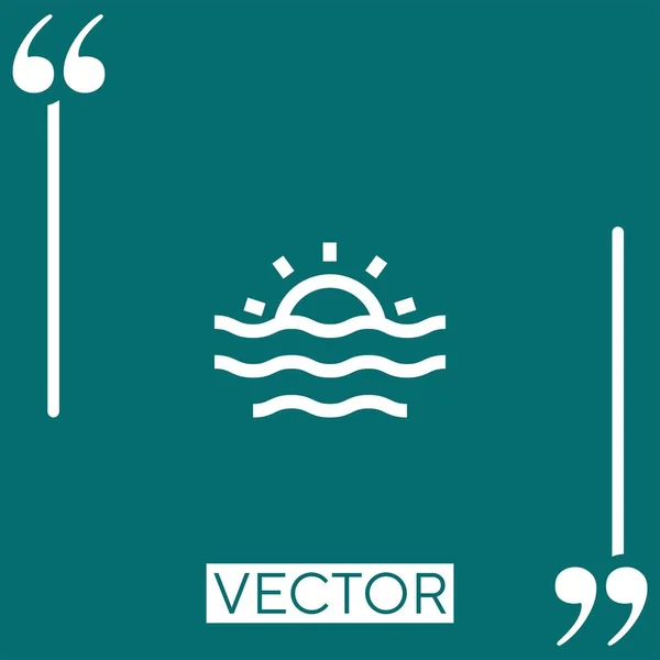 Sunset Vector Icon Icono Lineal Línea Acariciada Editable — Vector de stock