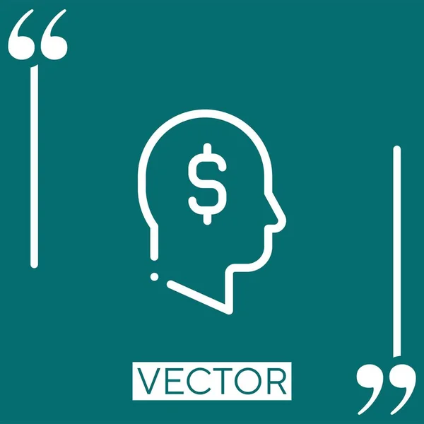 Ícone Vetor Pensamento Ícone Linear Linha Encadeada Editável — Vetor de Stock