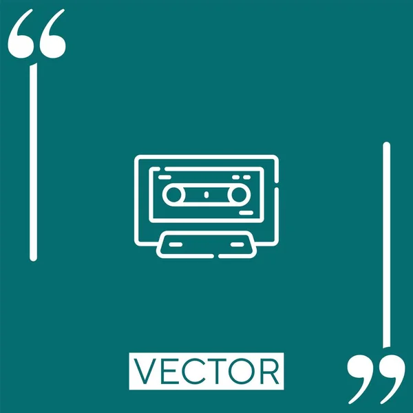 Casette Vector Icon Icono Lineal Línea Acariciada Editable — Vector de stock