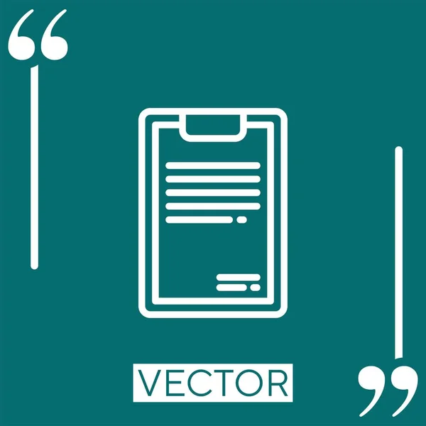 Clipboard Vetor Ícone Ícone Linear Linha Encadeada Editável — Vetor de Stock