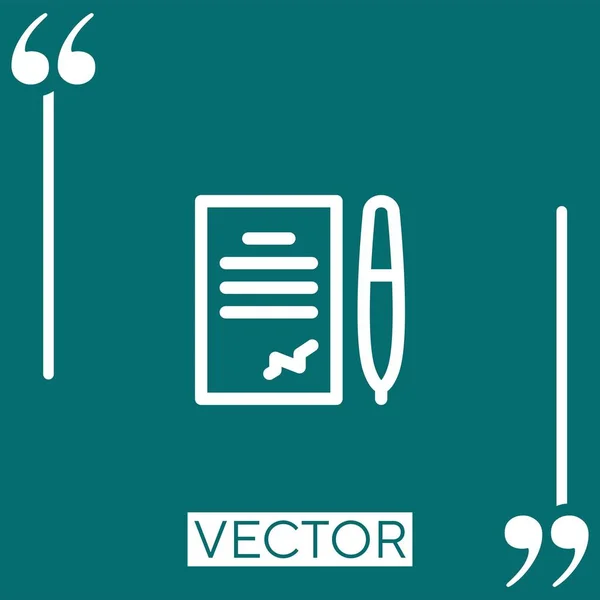 Contract Vector Icon Icono Lineal Línea Acariciada Editable — Vector de stock