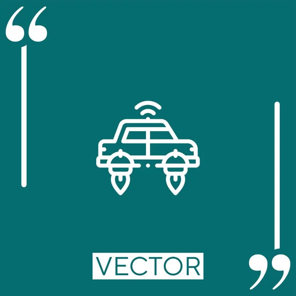 Volando Icono Vector Coche Icono Lineal Línea Acariciada Editable — Vector de stock