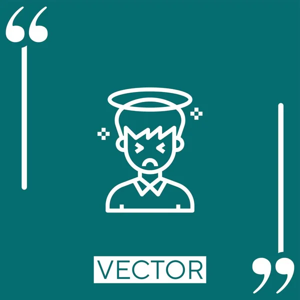 Icono Del Vector Dolor Cabeza Icono Lineal Línea Acariciada Editable — Archivo Imágenes Vectoriales