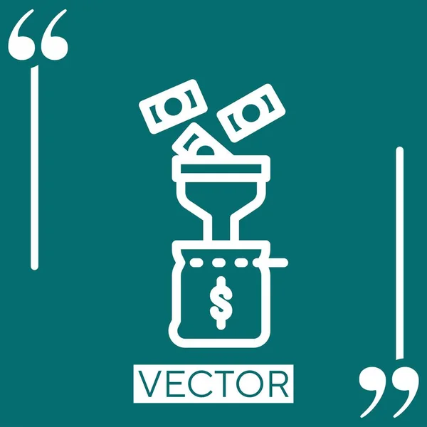 Icono Vector Dinero Icono Lineal Línea Acariciada Editable — Vector de stock