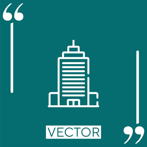 Wolkenkratzer Lineares Symbol Editierbare Strichlinie — Stockvektor
