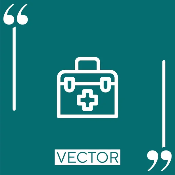 Ícone Vetor Kit Primeiros Socorros Ícone Linear Linha Encadeada Editável — Vetor de Stock