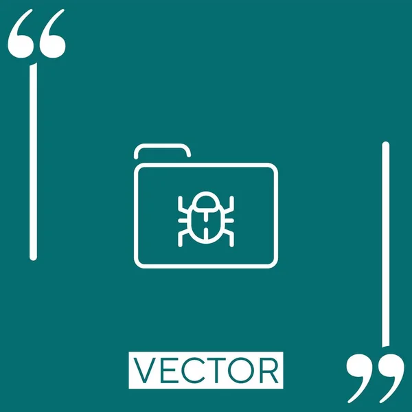 Vector Carpeta Infectada Icono Lineal Línea Acariciada Editable — Vector de stock