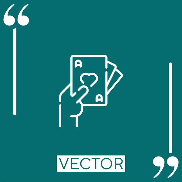 Cartes Poker Icône Vectorielle Icône Linéaire Ligne Caressée Modifiable — Image vectorielle