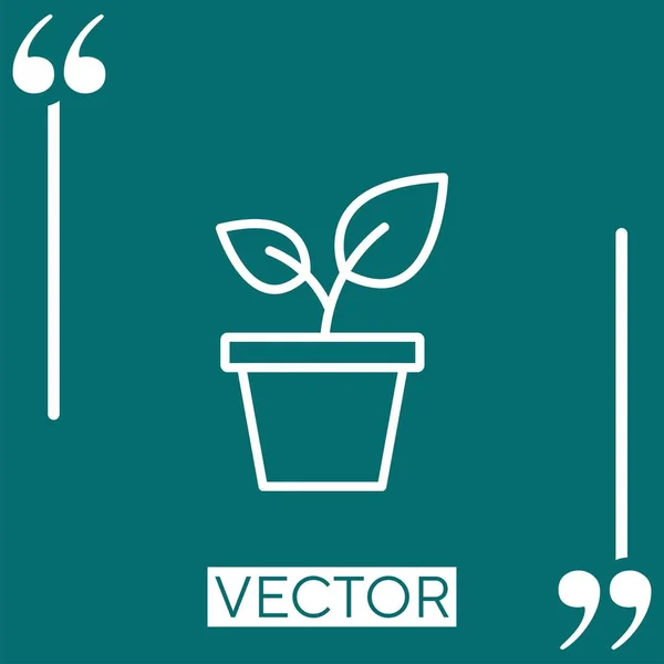 Icono Vector Planta Maceta Icono Lineal Línea Acariciada Editable — Vector de stock