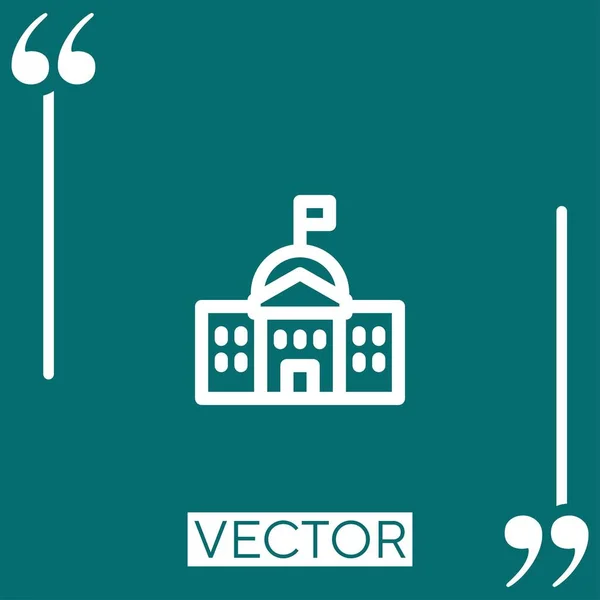 Weißes Haus Vektorsymbol Lineares Symbol Bearbeitbare Strichlinie — Stockvektor