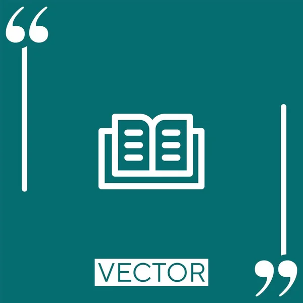 Libro Vector Icono Icono Lineal Línea Acariciada Editable — Vector de stock