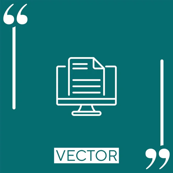 Icono Del Vector Informático Icono Lineal Línea Acariciada Editable — Vector de stock