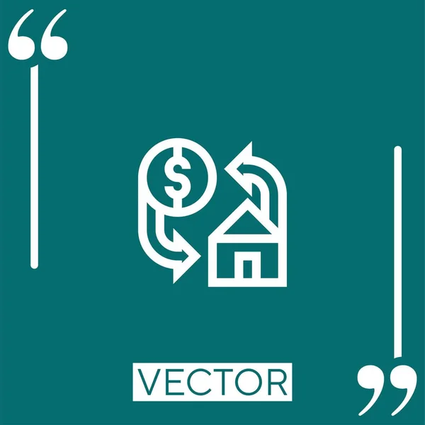 Ícone Vetor Hipoteca Ícone Linear Linha Encadeada Editável — Vetor de Stock