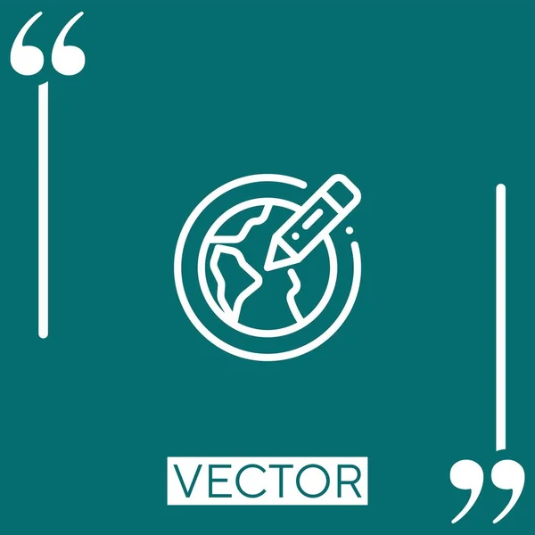Planeta Tierra Vector Icono Icono Lineal Línea Acariciada Editable — Vector de stock