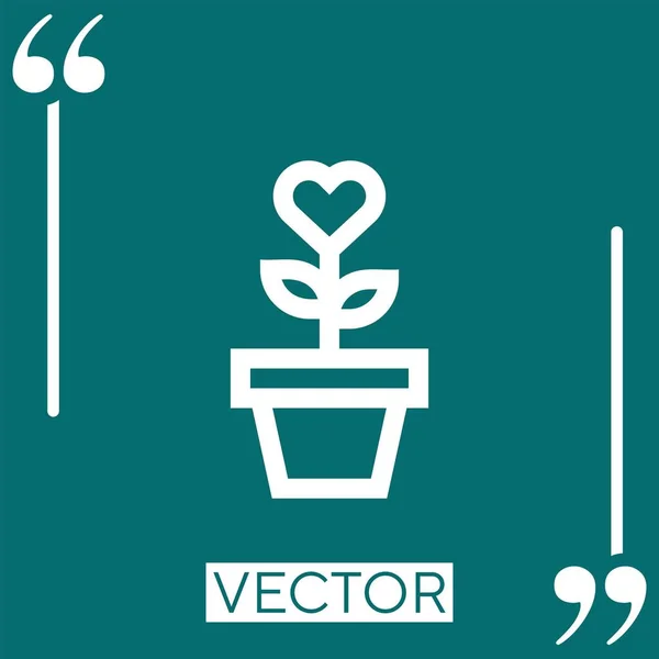 Icono Vector Maceta Planta Icono Lineal Línea Acariciada Editable — Vector de stock