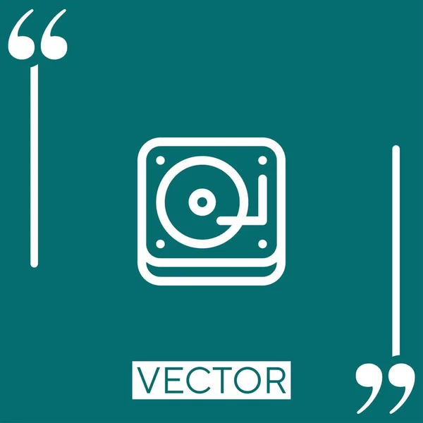 Vinyl Player Vektor Symbol Lineares Symbol Bearbeitbare Strichlinie — Stockvektor