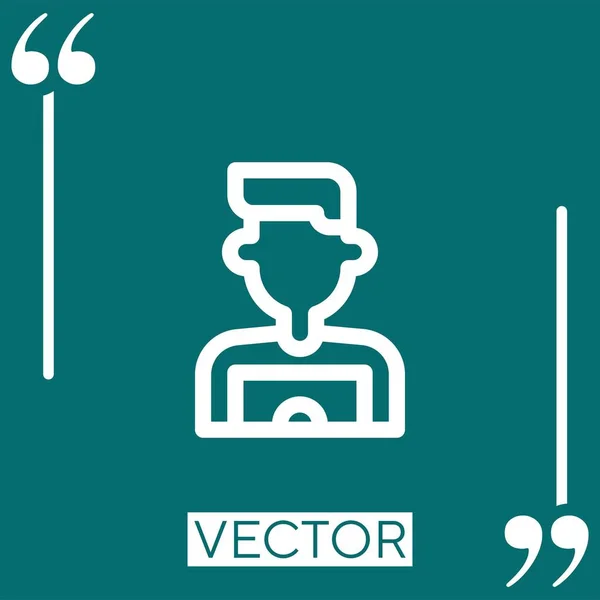Значок Сотрудника Вектора Линейная Редактируемая Линия — стоковый вектор