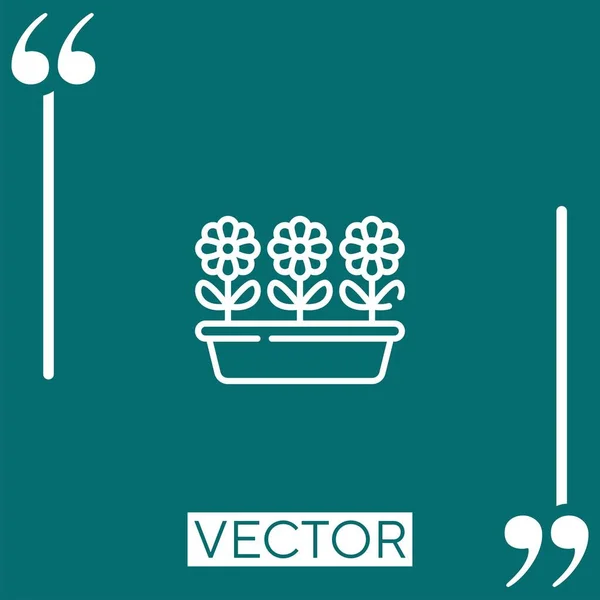 Ícone Vetor Flor Ícone Linear Linha Encadeada Editável — Vetor de Stock