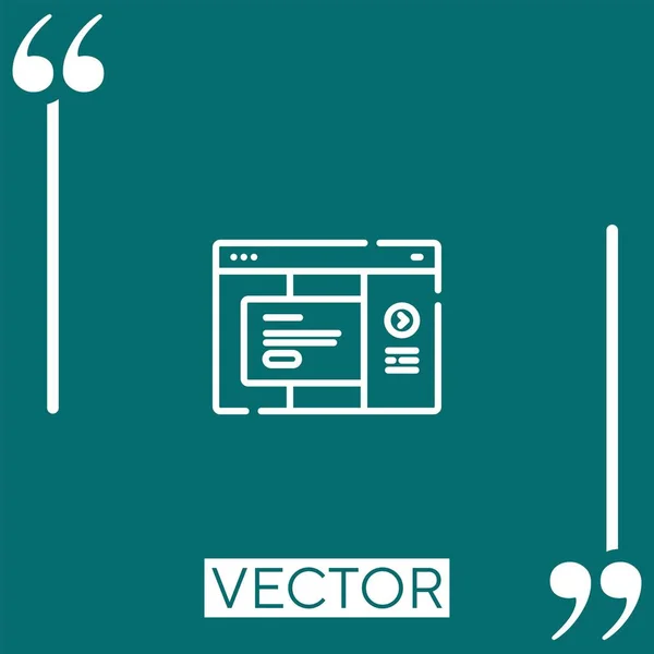 Ícone Vetor Landing Page Ícone Linear Linha Encadeada Editável — Vetor de Stock