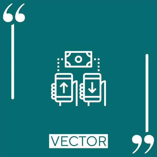 Icono Vector Transferencia Móvil Icono Lineal Línea Acariciada Editable — Vector de stock