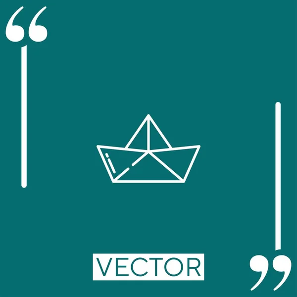 Линейная Иконка Вектора Лодки Бумаги Редактируемая Линия — стоковый вектор