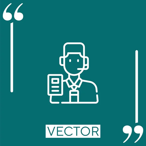 Reportero Vector Icono Icono Lineal Línea Acariciada Editable — Vector de stock