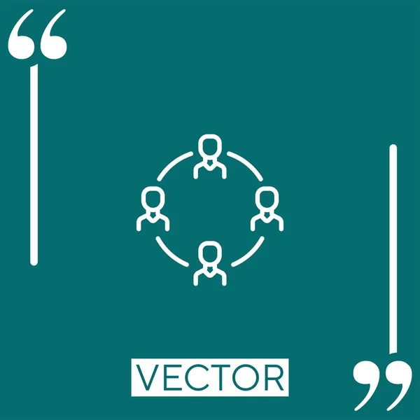 Icono Vector Trabajo Equipo Icono Lineal Línea Acariciada Editable — Archivo Imágenes Vectoriales